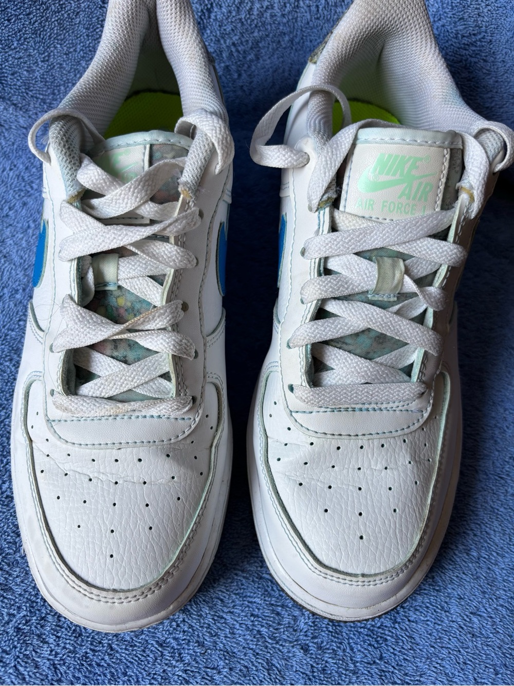 Nike Air Force 1 LV8 White Blue Mint GS sz- 7Y
